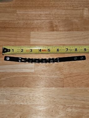 paparazzi Black Leather Bracelet with Metal Chain Accents